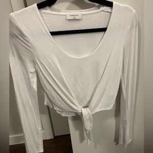 white babaton top with tie